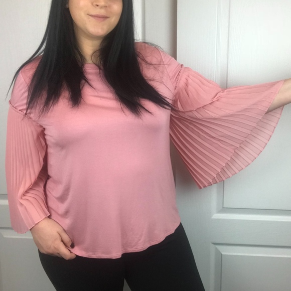 Lane Bryant Tops - LANE BRYANT pink bell sleeve blouse